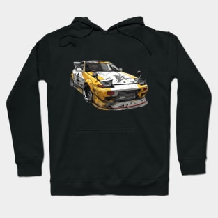 White and Yellow Japanese Drift Car Hoodie